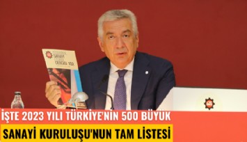 İşte 2023 yılı Türkiye'nin 500 Büyük Sanayi Kuruluşu'nun tam listesi