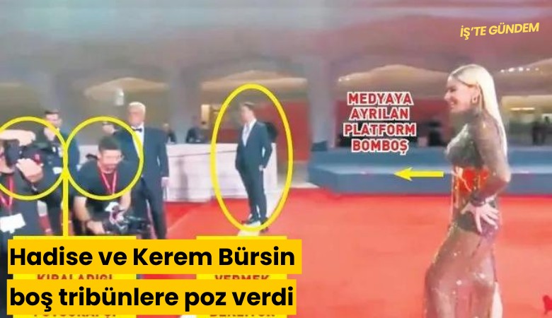 Hadise ve Kerem Bürsin boş tribünlere poz verdi