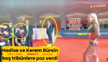 Hadise ve Kerem Bürsin boş tribünlere poz verdi